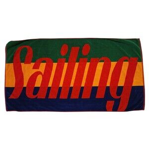 Terryville Sailing Cotton Beach Towel 27x53 Colorful Red Blue Green Yellow Terry